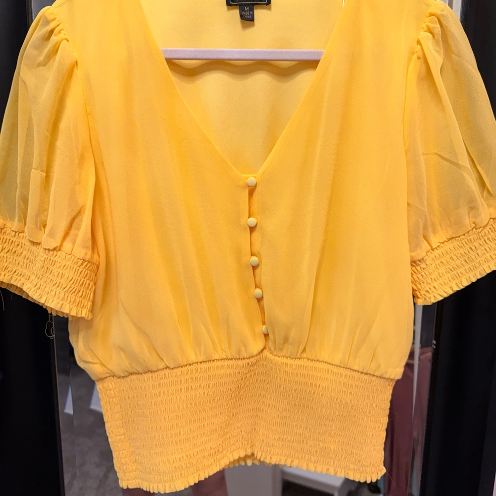 Yellow Button-Down Women's Top